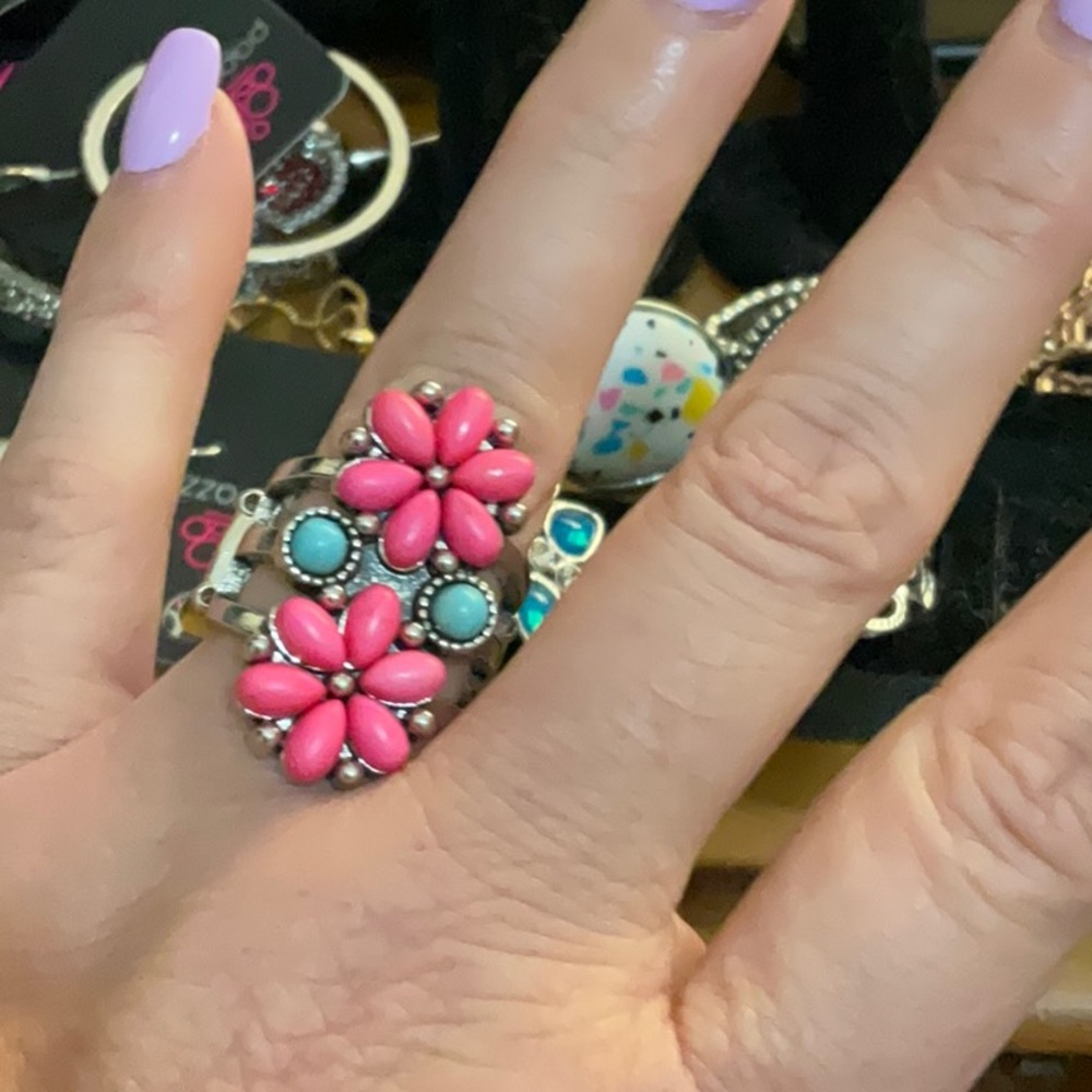 Floral Pink and Blue Ring